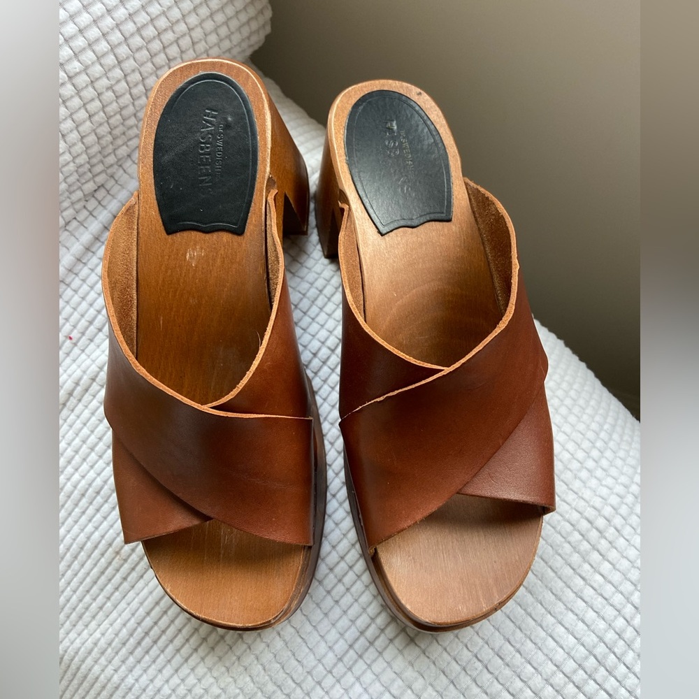 Swedish Hasbeens Annette in cognac size 39